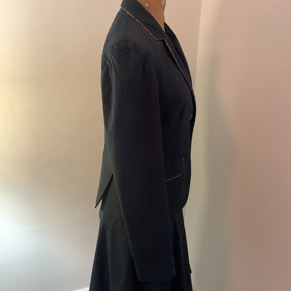 Rebecca Taylor jacket in mixed shadow striped patterns with lace trimming. - Picture 4 of 10